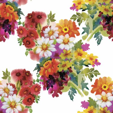 güzel çiçekler ile Seamless Modeli suluboya resim