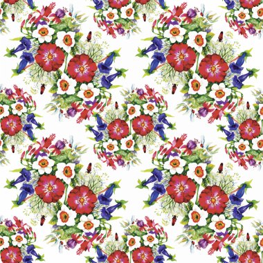 güzel çiçekler ile Seamless Modeli suluboya resim