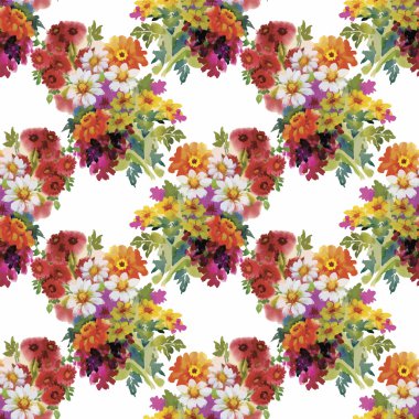 güzel çiçekler ile Seamless Modeli suluboya resim
