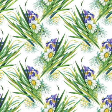 güzel çiçekler ile Seamless Modeli suluboya resim