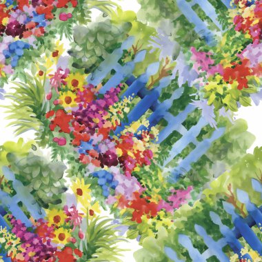 güzel çiçekler ile Seamless Modeli suluboya resim