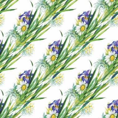 güzel çiçekler ile Seamless Modeli suluboya resim