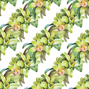 güzel çiçekler ile Seamless Modeli suluboya resim