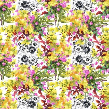 güzel çiçekler ile Seamless Modeli suluboya resim