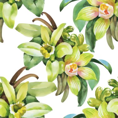 güzel çiçekler ile Seamless Modeli suluboya resim