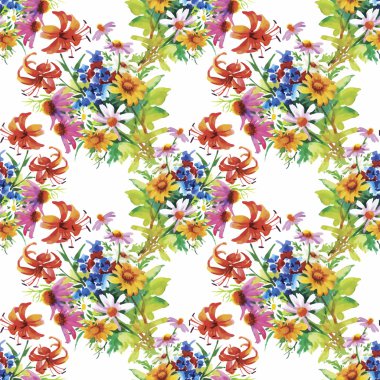 güzel çiçekler ile Seamless Modeli suluboya resim