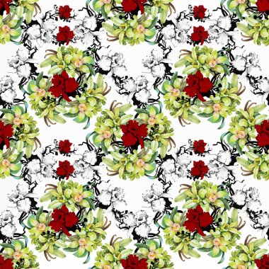 güzel çiçekler ile Seamless Modeli suluboya resim