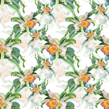 güzel çiçekler ile Seamless Modeli suluboya resim