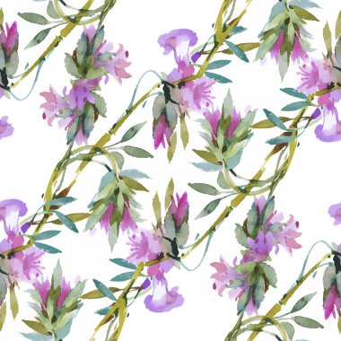 güzel çiçekler ile Seamless Modeli suluboya resim