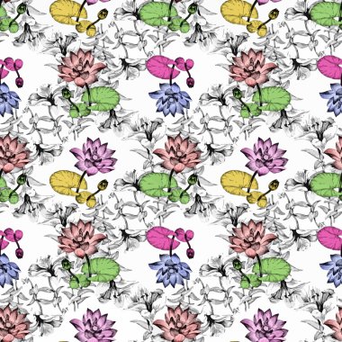 güzel çiçekler ile Seamless Modeli suluboya resim