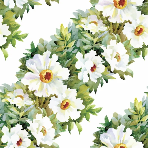 Seamless mönster med vackra blommor, akvarell målning — Stock vektor
