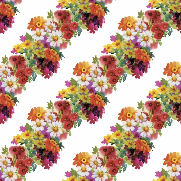 Бесшовный узор с красивыми цветами, акварелью — стоковый вектор