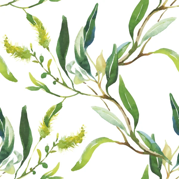 Nahtloses Muster mit schönen Blumen, Aquarellmalerei — Stockvektor