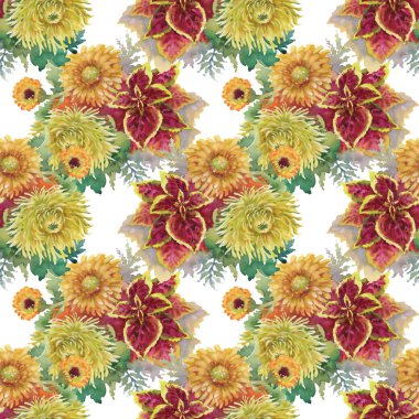 suluboya çiçek seamless modeli