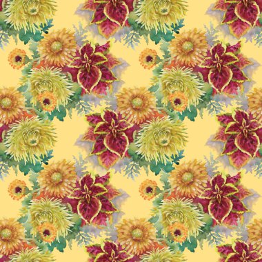 suluboya çiçek seamless modeli