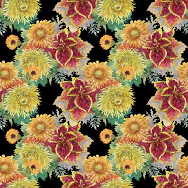 suluboya çiçek seamless modeli