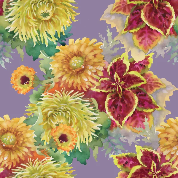 Watercolor flowers seamless pattern — Stock Photo, Image