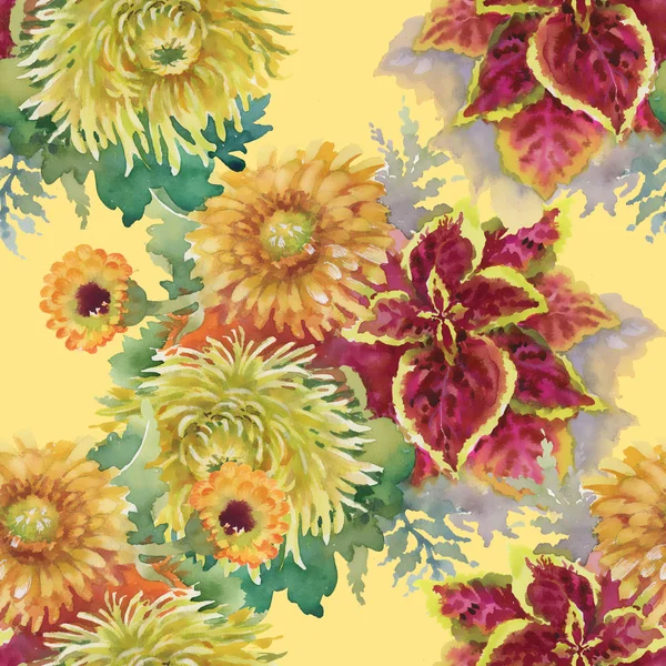 Watercolor flowers seamless pattern — Stock Photo, Image