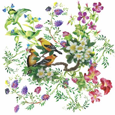 Çiçek arka plan. Çiçek kartı. Suluboya çiçek buketi. Doğum günü kartı.