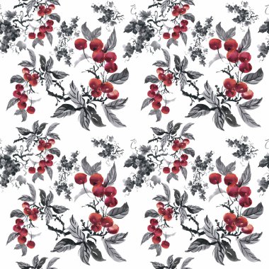 Suluboya Bahçe rowan bitki seamless modeli