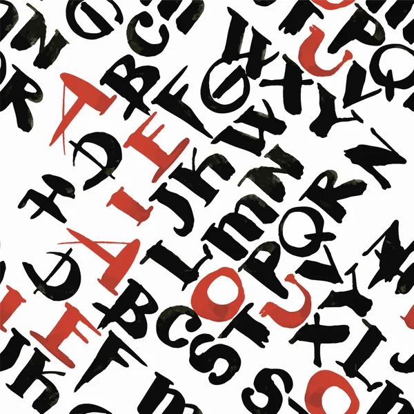 Abc アルファベット水彩書道文字のシームレスなパターン ベクトル図 — ストックベクタ