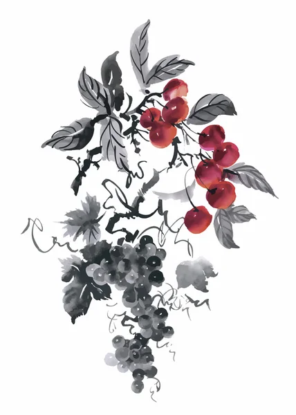 Aquarelle jardin rowan plante modèle sans couture — Image vectorielle