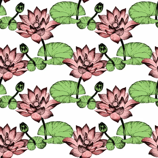 Naadloze patroon met lily bloemen, aquarel illustratie — Stockvector