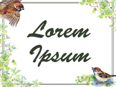 Kuşlar ile suluboya tebrik kartı