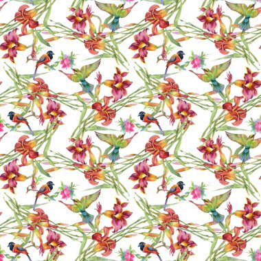 Çayır çiçekler ve kuşlar