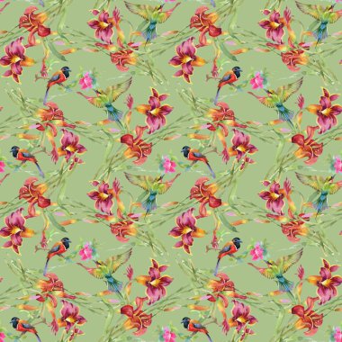 Çayır çiçekler ve kuşlar