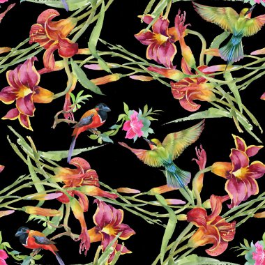 Çayır çiçekler ve kuşlar