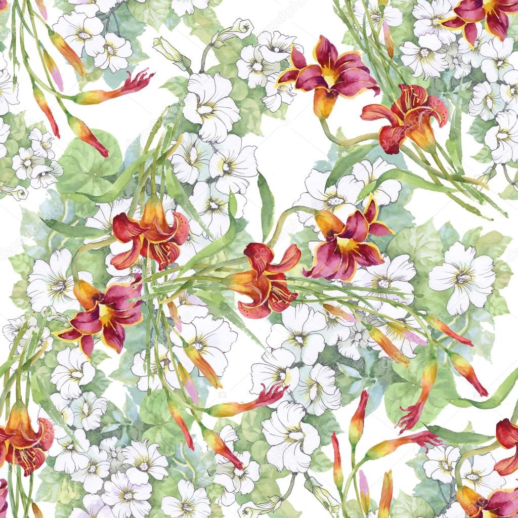 Fiori di fioritura giardino di estate — Foto Stock © Kostan PROFF Estate in fiore giardino fiori senza cuciture — Foto di Kostan PROFF