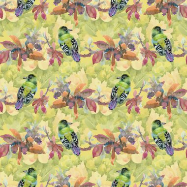 Çayır çiçekler ve kuşlar