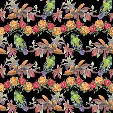 Çayır çiçekler ve kuşlar