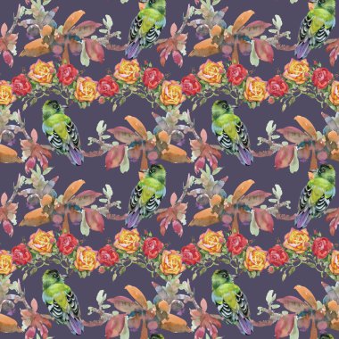 Çayır çiçekler ve kuşlar