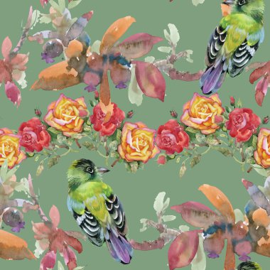 Çayır çiçekler ve kuşlar