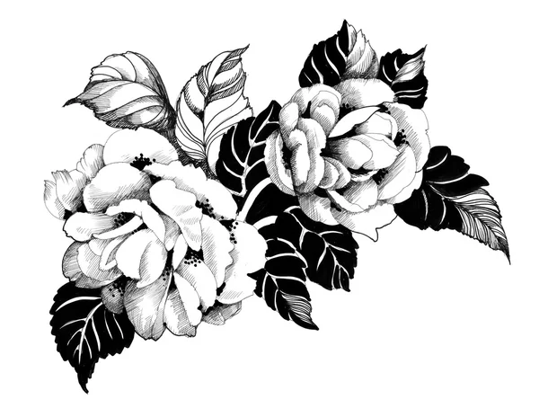 Spring roses veldboeket patroon — Stockfoto