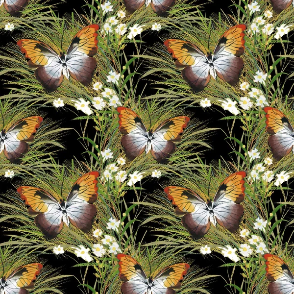 Butterfies en in de zomer bloemen — Stockfoto