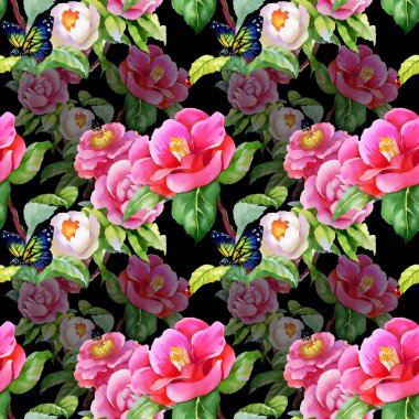 Kelebek ve çiçek arka plan üzerinde ladybugs