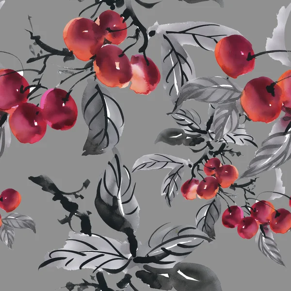 Garden ripe cherries background — Stock Photo, Image