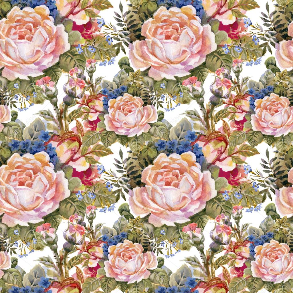 giardino fiori di fioritura — Foto Stock © Kostan PROFF Acquerello estate giardino fioritura fiori senza cuciture — Foto di Kostan PROFF