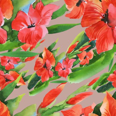 Suluboya Bahçe Glayöl çiçek