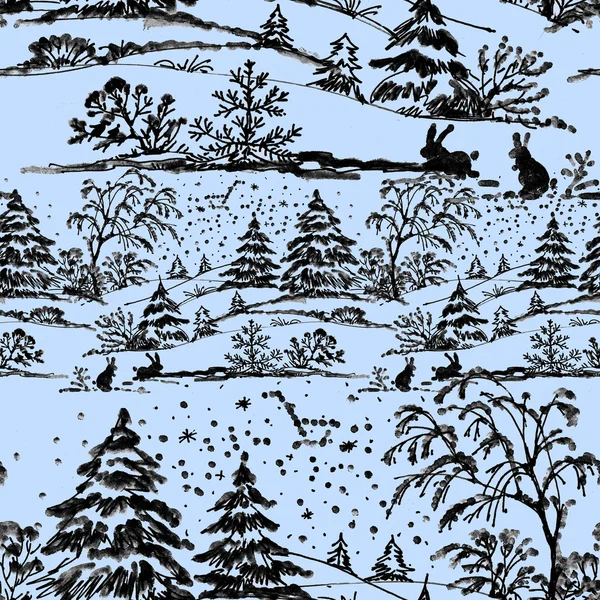 Zimowy krajobraz lasu iglastego — Zdjęcie stockowe