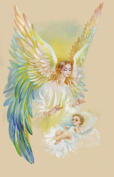 자녀와 함께 아름 다운 천사 — 스톡 사진