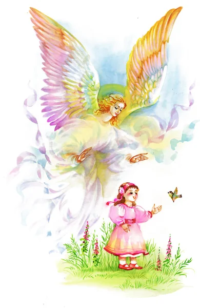 Beautiful angel with child — Stock Photo, Image