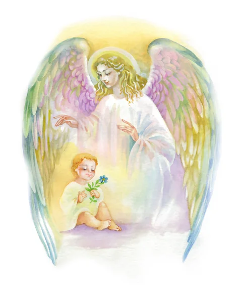 子供を持つ美しい天使 — ストック写真