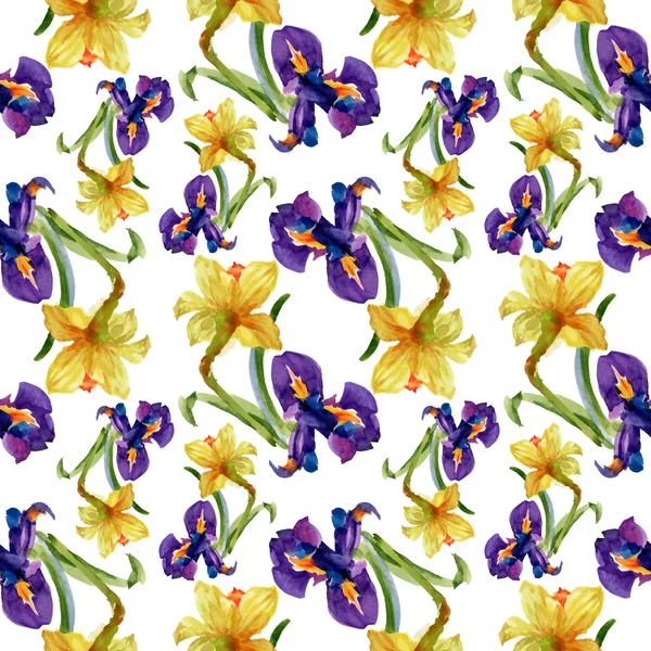 Flores de íris e narciso — Fotografia de Stock
