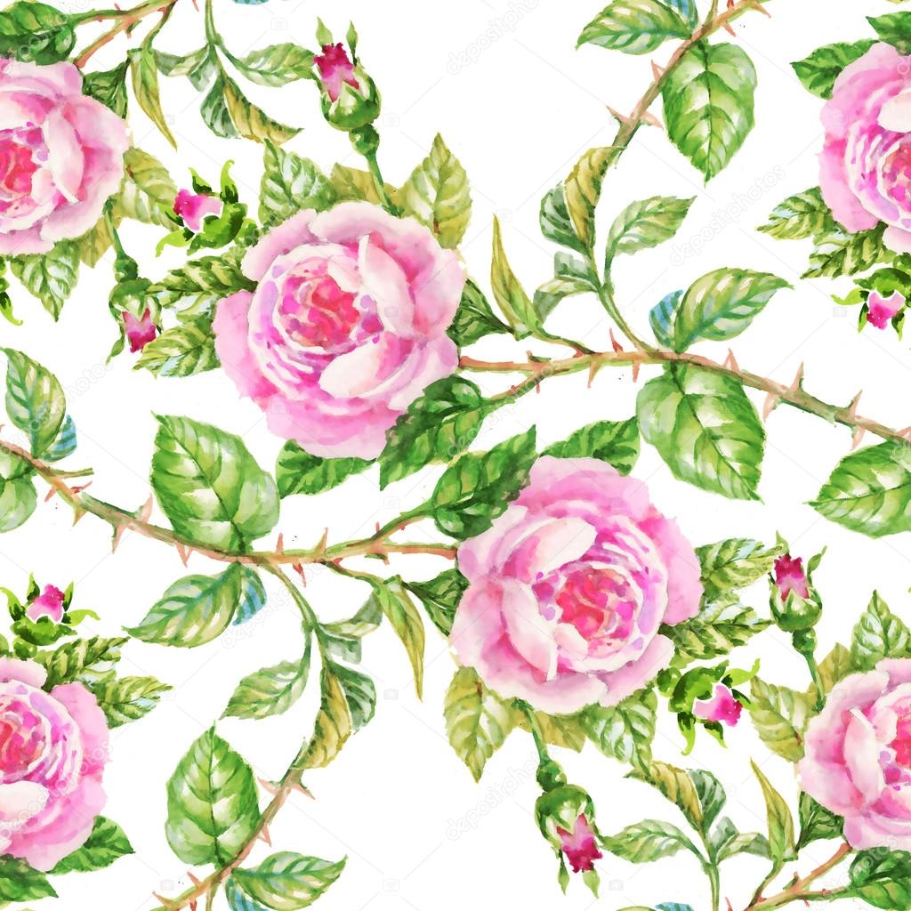 Reticolo di fiori fioritura delle Rose — Foto Stock © Kostan PROFF Aquarello Rose di fioritura fiori senza cuciture — Foto di Kostan PROFF