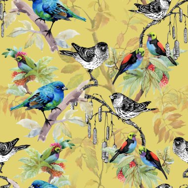 dallar üzerinde kabataslak kuşlar