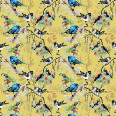 dallar üzerinde kabataslak kuşlar